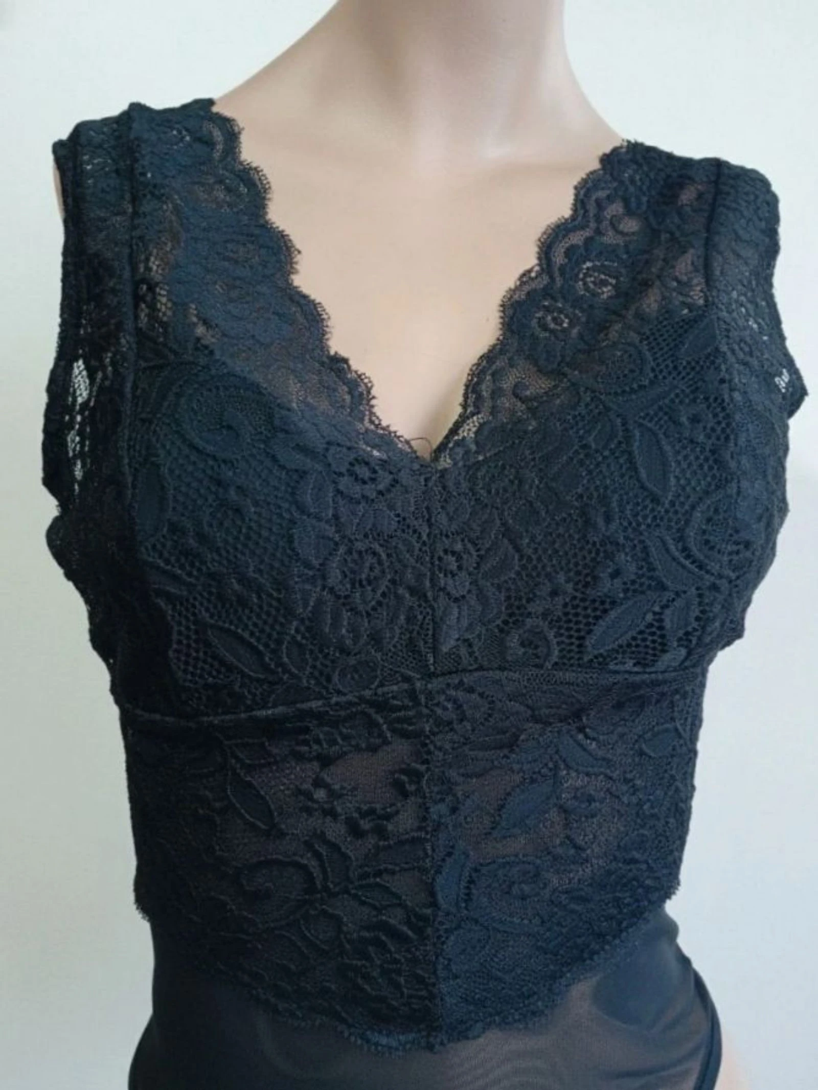 Body de renda de malha Top Bodice Romântico Gótico Y2K Estética Guipure Bodysuit Lingerie Blusa M – photo 2